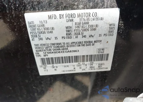 2014 Ford Explorer Xlt from USA, damaged, VIN 1FM5K8D8XEGA83963